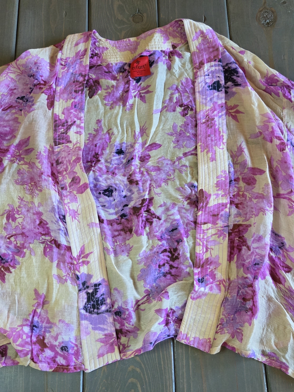 Erfurt Floral Kimono Jacket Womens Lightweight Yellow Boho Cardigan Pink Purple